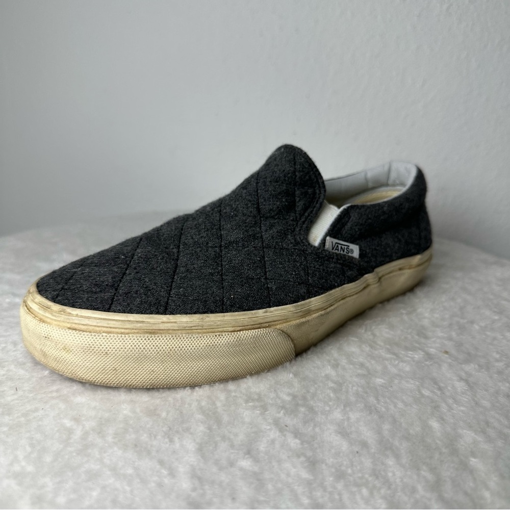 Vans Classic Gray Quilted Slip-On Loafers Canvas Unisex Men’s 5.0 Or Women’s 6.5 - Picture 2 of 15